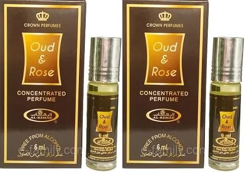 Oud & Rose Pocket Attar Roll-On 6ml (Pack of 2) | Long-Lasting Fragrance Oil for Daily Wear
