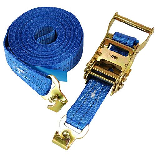 Spanngurt Zurrgurt, LC 750/1500 daN, 6 m, 35 mm, 2tlg., Flachhaken, 4 Stück | 2-teiliger Spanngurt mit Flachhaken und Sicherungsstift, für Stäbchenzurrschienen, Gurtfarbe blau