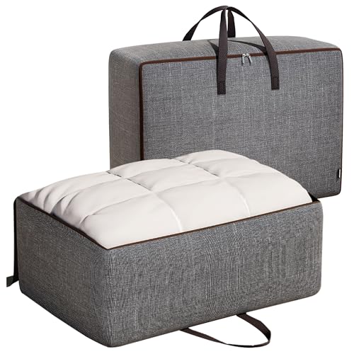 Image of Kraptick Cloth Organiser for Storage, Storage Bag for Clothes, Under Bed Storage Bag, Wardrobe Bags for Clothes Storage, Organiser Box for Cloth (Light Grey) (50cmX35cmX20cm)