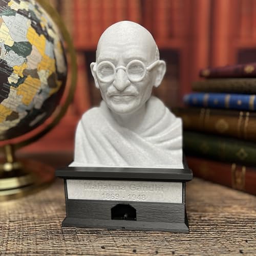 MunnyGrubbers - Mahatma Gandhi- Talking Busts - Plastic Collectible Toy - Press The Button for a Quote or Fun Fact - (Marble)