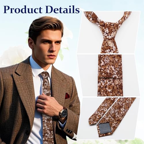 Image of Floral Ties Skinny Tie for Men, Cotton Mens Neckties for Weddings | 2.56'', floral, slim, soft and comfortable, men's neckties for casual, business, party, daily, dating