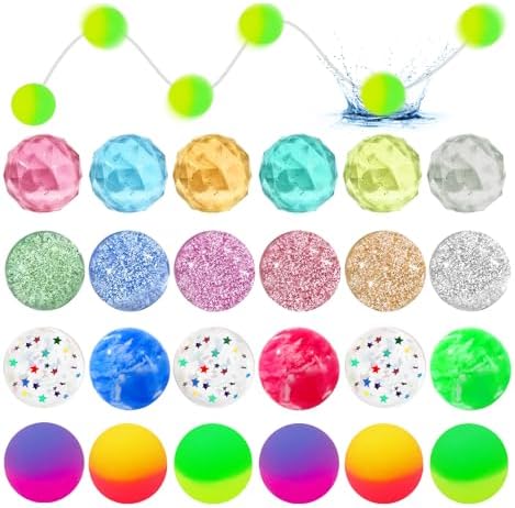 Stocking Stuffers for Kids, Fidget Toys, 24 Bouncy Balls, Halloween Party Favors, Supplies, Family Games Prize Bulk Birthday Party Favors for Boys Girls Teens Classroom