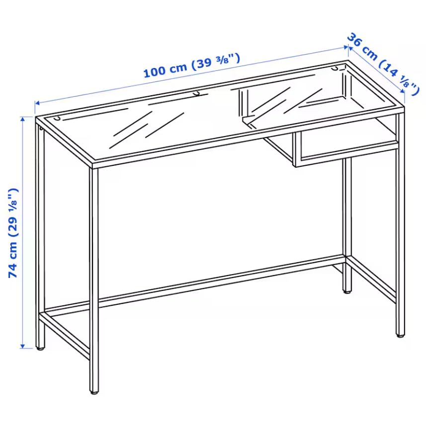 Table d'ordinateur portable VITTSJÖ design industriel verre et métal