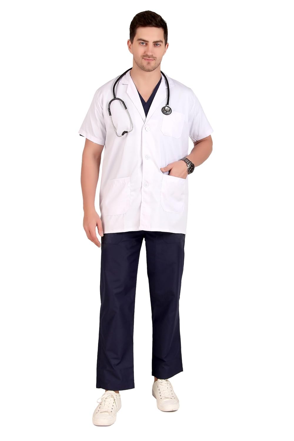 Youth Robe Men's Half-Sleeve Lab Coat � Lightweight & Professional-picture-11