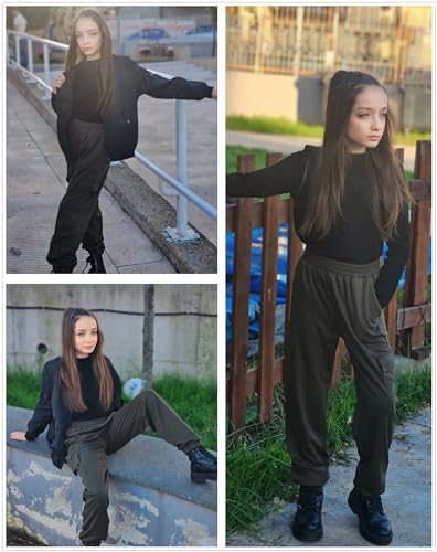 Image of Arshiner Girls 2 Piece Outfits Long Sleeve Pullover Jogger Pants Fall Winter Sweatsuits Tracksuit with Pockets for Kids