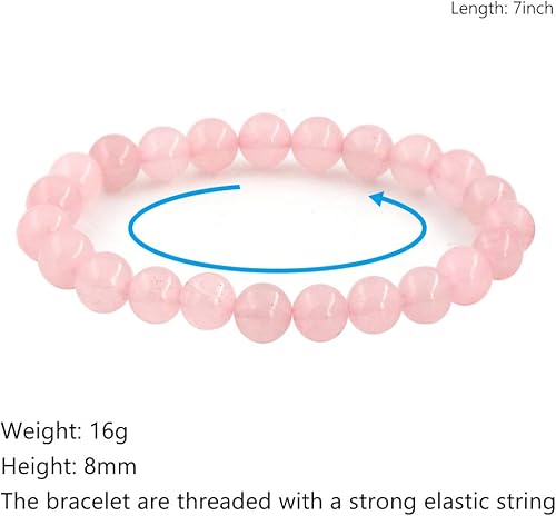 Miniatura 2 de Pulsera elástica de 8 mm. con piedras preciosas naturales y cristal de energía para chakras Reiki, 7 pulgadas, unisex