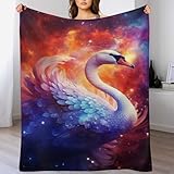 LLXXHH Decke Schwan Decken Tagesdecke - Weiche Flannel Decke Sofadecke - Wohndecke Sofaüberwurf Bettüberwurf 130×150cm