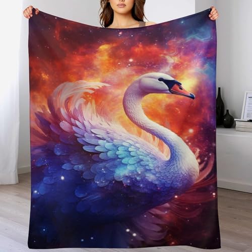 LLXXHH Decke Schwan Decken Tagesdecke - Weiche Flannel Decke Sofadecke - Wohndecke Sofaüberwurf Bettüberwurf 130×150cm