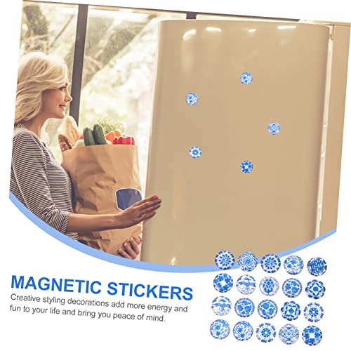 Hoement 40 Pcs Blue And White Porcelain Fridge Magnet Hook Magnets Present Stickers Glass White Board Refrigerator Magnet Gift Blue And White Magnets Magnetic Thumbtack Fridge Magnets Blue #TOP3