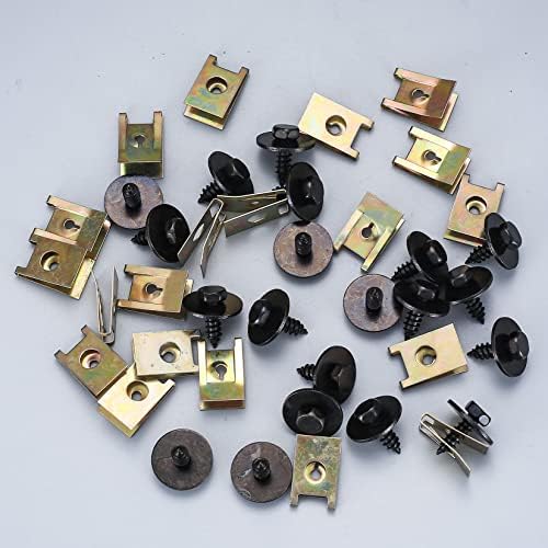40 Pcs Screw and Nut Clip Kit(20 Car Body Fender Screws, 20 Car Bumper Guard Plate Fixing Bolts), U-Type Car Body Fender Screw Fastener Clip with Screw for the Interior Decoration Plate Vehicle Car