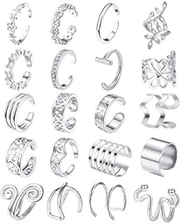 Milacolato 20Pcs Adjustable Ear Cuffs Earrings Set for Women Stainless Steel Non-Piercing Cartilage Clip On Wrap Earring Set