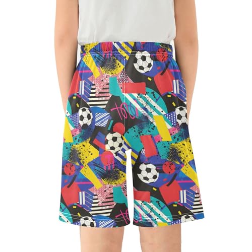 ALAZA Soccer Football Geometics Pajama Shorts Sleep Shorts Pant Lounge Pajama Bottoms Elastic Waist with Pockets2