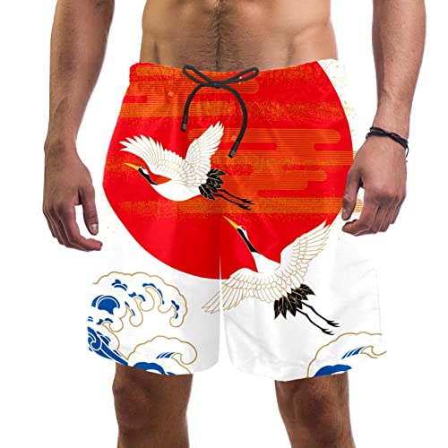 Maillots de bain pour hommes style japonais grue imprimée