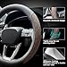 LKWLIKEI Nappa Leather Steering Wheel Cover,Elegant Diamond Checkered Design, Non-Slip wear-Resistant, Enhance Driving Comfort, Suitable for Steering Wheel Diameter 14 1/2‘-15’ Models.Black Brown