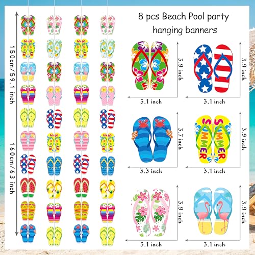 8Pcs Beach Flip-Flop Hanging Garlands Summer Beach Birthday Party Decorations Flip-flop Beach Ball Theme Ceiling Wall Decor for Hello Summer Party Hawaii Party Supplies by C L cooper life - Image 3
