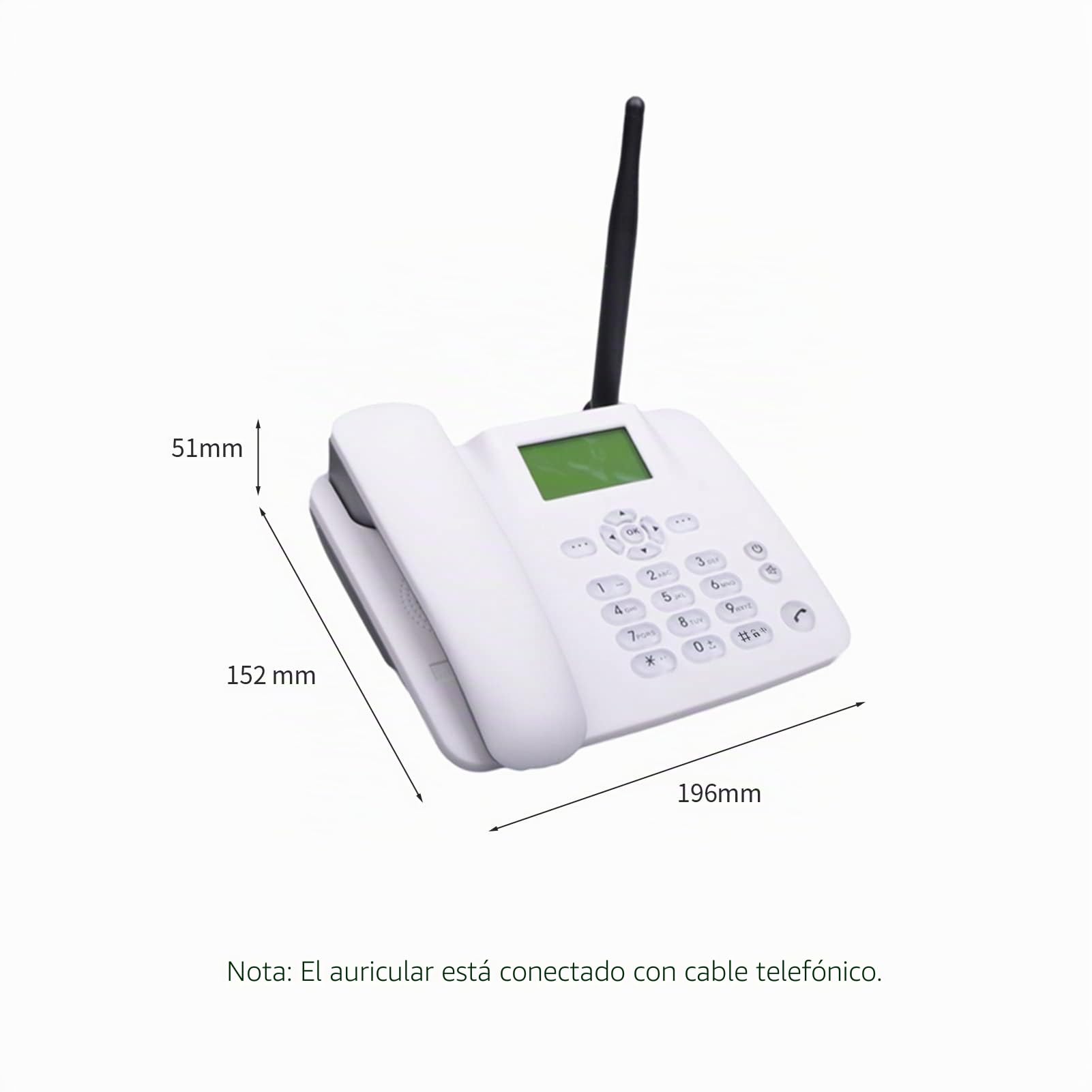 Teléfono inalámbrico Fijo Teléfono de Escritorio 4G Soporte gsm 850/900/1800/1900 MHz Tarjeta SIM Teléfono inalámbrico con Antena Radio Reloj Despertador Función SMS para la casa Centro de