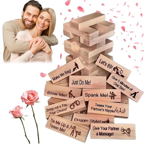 Jeu de tour de blocs coquins 48 pièces blocs super coquines pour adulte couple,França,jeux en bois empilables pour la Saint-Valentin,jeu adulte couple coquins de blocs empilables de tour pour couples