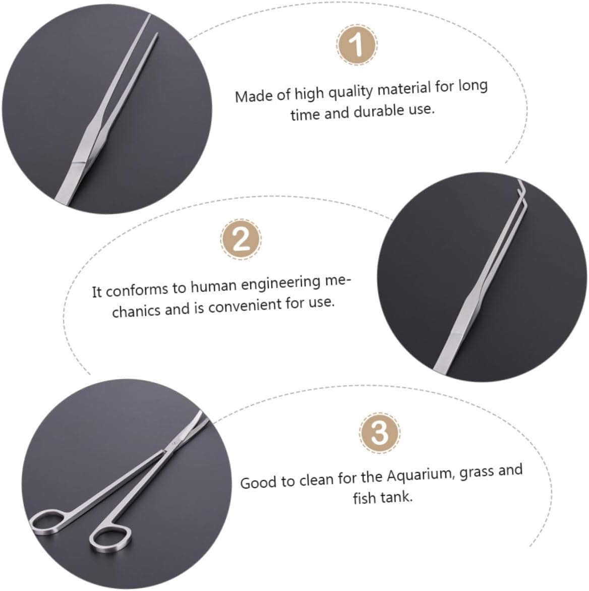 1Set Fish Tank Cleaning Kit for Aquariums Includes Curved Scissors Straight Tweezers Flat Shovel for Water Grass Maintenance and Fish Tank Care