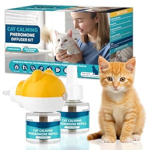 VICSOM Cat Calming Diffuser Kit, Cat Pheromones Calming Diffuser for Cat, 3-in-1 Cat Calm Plug in Kit with 1 Diffuser + 2 Refill, 60 Days Anti Anxiety Relief Stress Effect