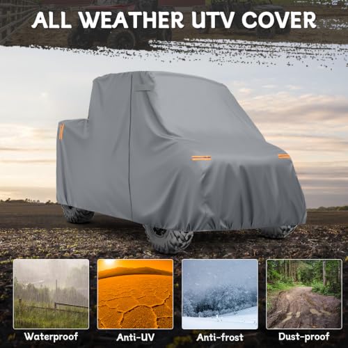 Image of Waterproof UTV Cover Replace for Can-Am Commander DPS /XT 700 1000R 2 Seats | 6 Layers Outdoor Cover with Cotton Liner, Air Vents, Door Zipper and Windproof Buckles for Rain Snow Dust Protection