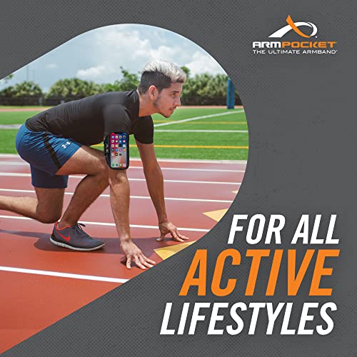 Armpocket Mega I-40 Plus Arm Band, Cell Phone Holder For Iphone 14 Plus, Iphone 11/12/13/14 Pro Max, Samsung Galaxy S22 Ultra, Pixel 7 Pro, & Devices W/ Case Up To 7 Inches, 10 To 15-Inch Black Strap #TOP2