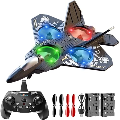 Remote Control Airplane for Kids Boys Beginners 8-12, RC Plane with Light, 360° Flip Fighter Jet Toys, Stunt Roll, Airplane Toy Gifts for Kids Boys Girls 8-16 Drone for Adults