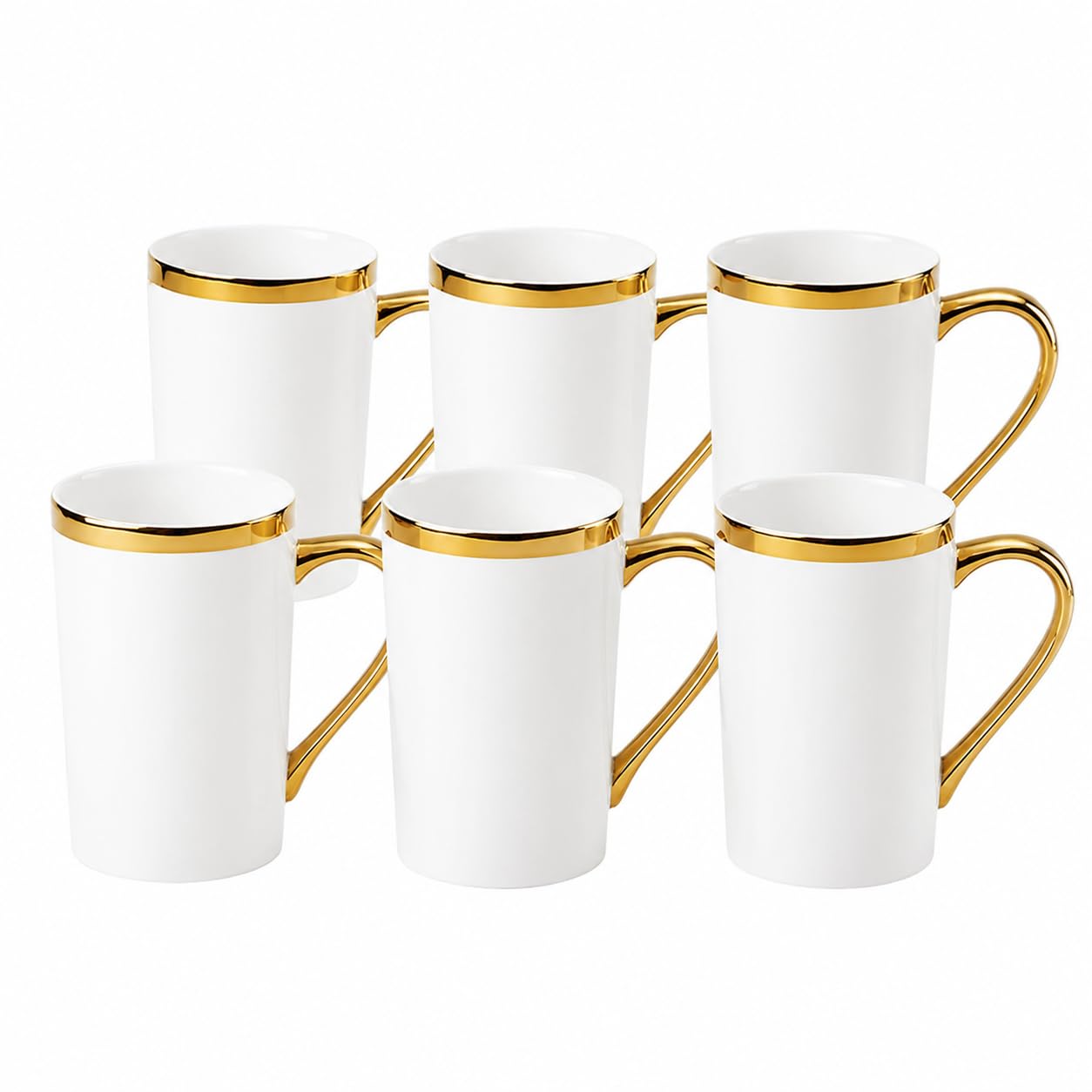 Amazon.com: Loymokinar White and Gold Coffee Mugs Set of 6, 12 oz