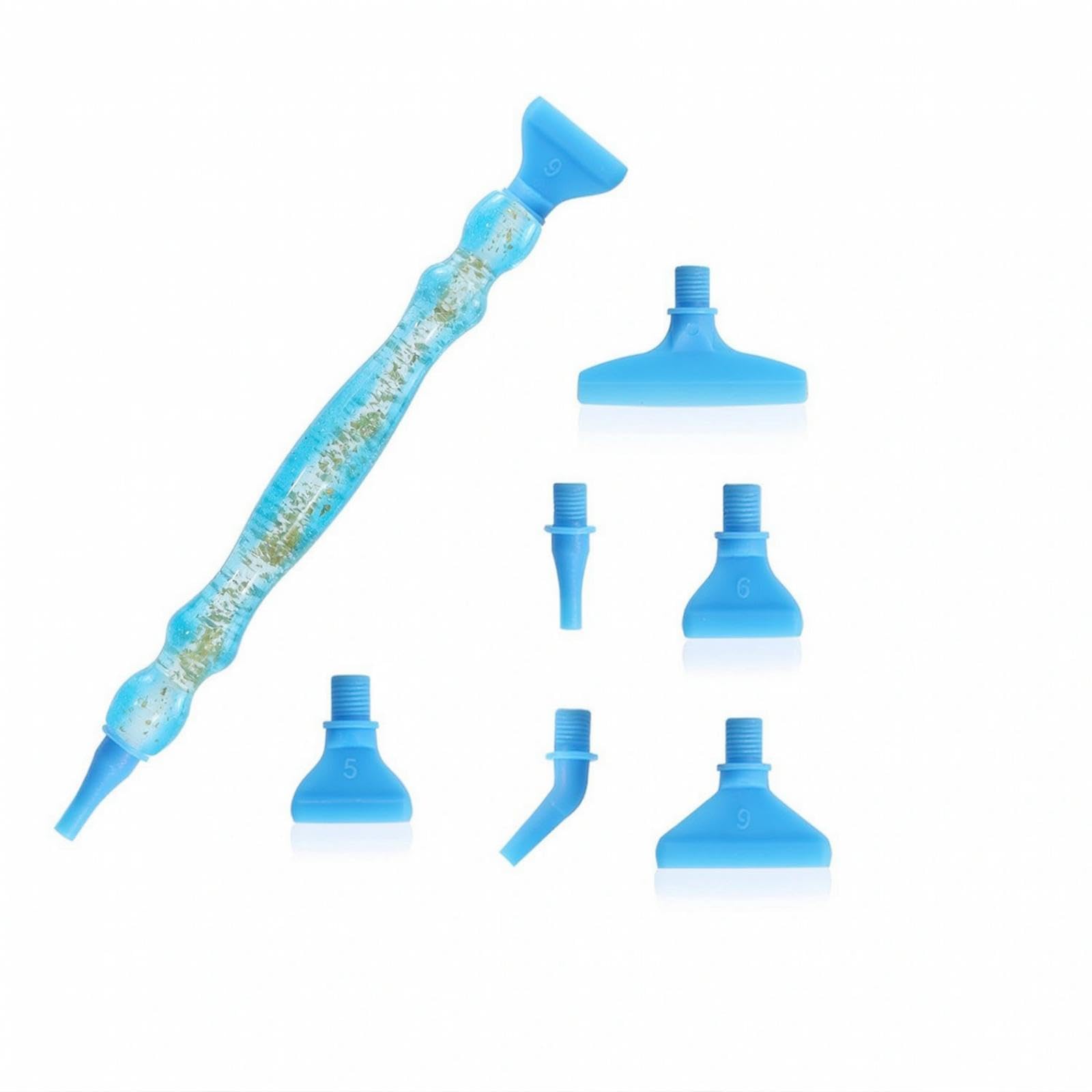 Dotting Pen with Interchangeable Heads Multi-Head Dotting Pen Glitter-Filled Craft Implements for Crafters, Hobbyists Light Blue 6-head-image-45