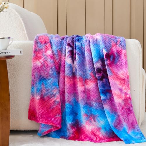 NEWCOSPLAY Superweiche Überwurfdecke, seidiges Flanell-Fleece, Blättermuster, leichte Bettdecke, für alle Jahreszeiten, Dunkelviolett… – Ansicht 2