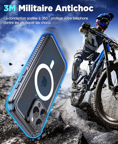 Coque iPhone 15 Pro étanche IP68 et compatible MagSafe protection noire