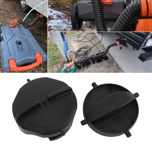 Image of aqxreight 2pcs RV Sewer Cap Leakproof Double Ear Type Anti Aging Plastic Hose Cap Replacement Suitable for RV Sewer System Easy Installation Secure Seal