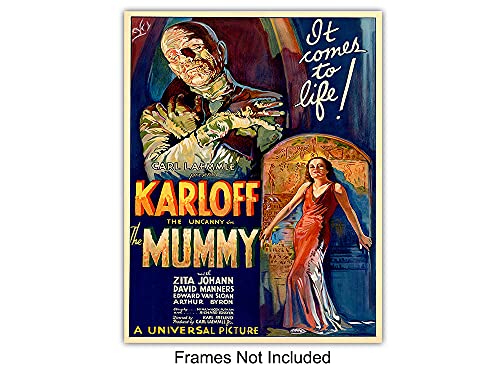 Godzilla, Dracula, The Invisible Man, The Mummy, Frankenstein Wall Art & Decor - Vintage Horror Monster Movie Posters - Home Theater Set - Classic Scary Movie - Man Cave, Boys Bedroom, Teens Room #TOP2