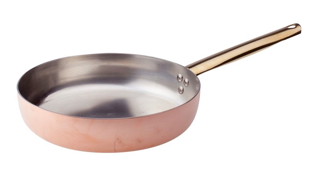 Pentole Agnelli ALCU11140 Padella in Rame liscio stagnato a mano con un Manico Tubolare in Ottone, 40 cm