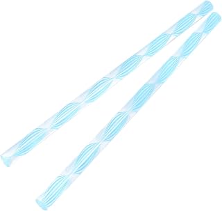 Fielect Light Blue Twisted Line Acrylic Round Rod Standard Plexiglas Tolerance Lightweight for DIY 12mm Diameter 250mm Height 2Pcs