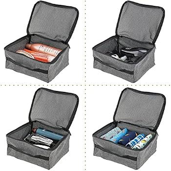 mDesign Bolsas de Viaje Medianas con Cremallera – Organizador de Maletas de  Mano o Bolso de Viaje – Bolsas para Guardar Ropa Interior de poliéster con  Tapa de Malla – Juego de