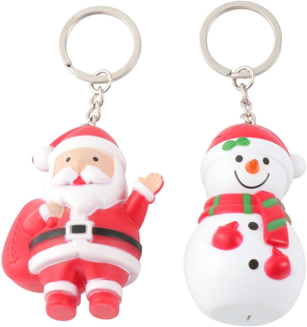 Homoyoyo LED Christmas Keychain 2 Pcs Xmas with Sound Plastic