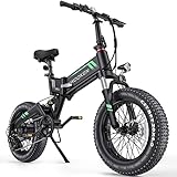 TotGuard Electric Bike,20' Electric Bike for Adults Peak 750W Brushless Motor,20MPH Fat Tire Ebike,Foldable Adult Electric Bicycles with 48V 10Ah Removable Battery,7-Speed,SGS Certified to UL 2849
