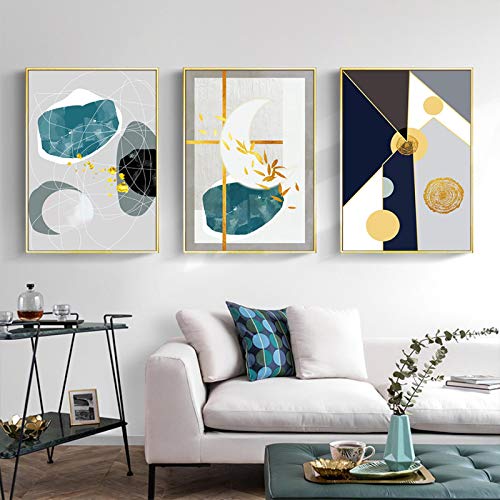 Toiles géométriques lune et arbre idée déco murale grand format 50x70cm pour salon