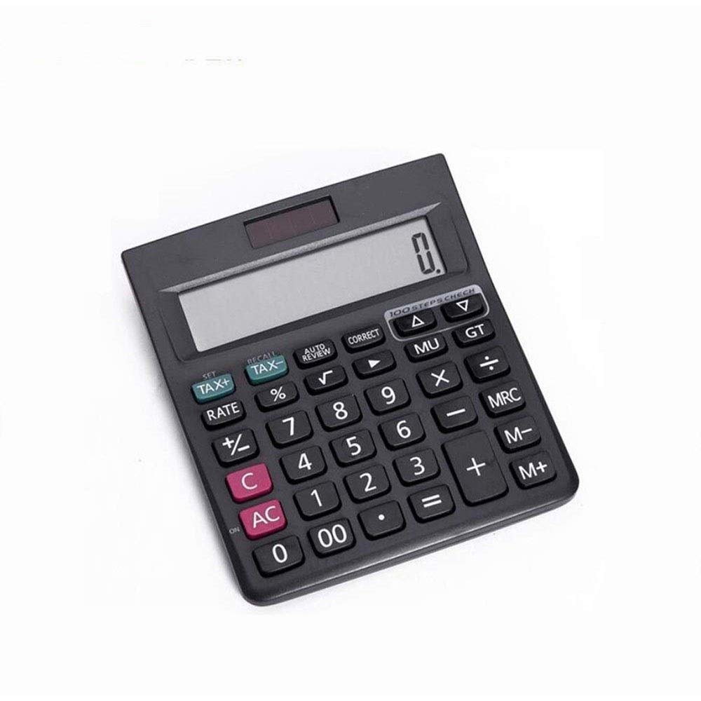 Calcolatrice elettronica da tavolo con display a 12 cifre for batterie solari Display LCD for ufficio nero