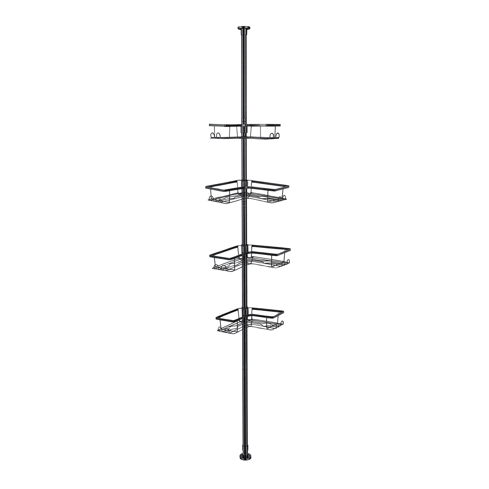 Cesta de Ducha de Esquina de Acero Inoxidable con 4 Cestas (Negro)