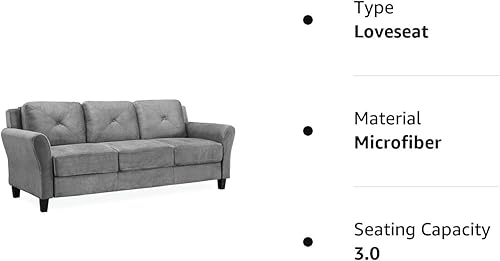 Miniatura 7 de Lifestyle Solutions Sofá Harrington en gris gris oscuro