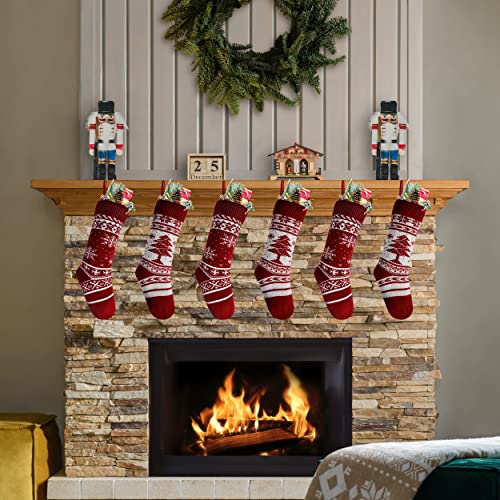 Kunyida Pack 6,18" Unique Burgundy Knit Snowflake And Tree Christmas Stockings #TOP4