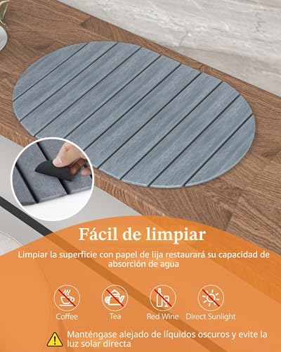 Miniatura 6 de Prism Petal Escurreplatos Diatomita, Plegable Escurreplatos Piedra Diatomita, Piedra Secado Rapido Cocina, Antideslizante Alfombra Escurreplatos Apto Para Cocinas Y Baños 60x39 Cm