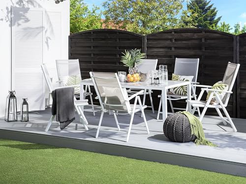 Beliani Garden Dining Table Grey Tempered Glass Top Aluminium Frame Catania - Image 2