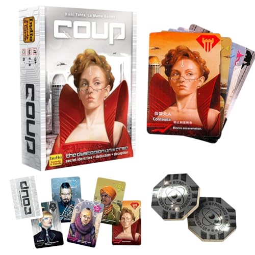 WFKKMEQ Coup Reform Card Game Coup Reform Card Fun Bluffing Party Game for 2-6 Players 15 Min Card Games Family Games Perfect for Parties Game Night with Your 14+ Teens or Friends