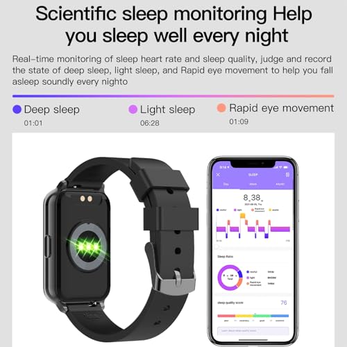 Smart Watch Fitness Tracker Make/Answer calls for Women Men with Heart Rate Blood Oxygen Sleep Monitor Sports Modes Step Calorie Counter IP68 Waterproof for Android Phones iPhone (Rectangle, Black) - Image 6