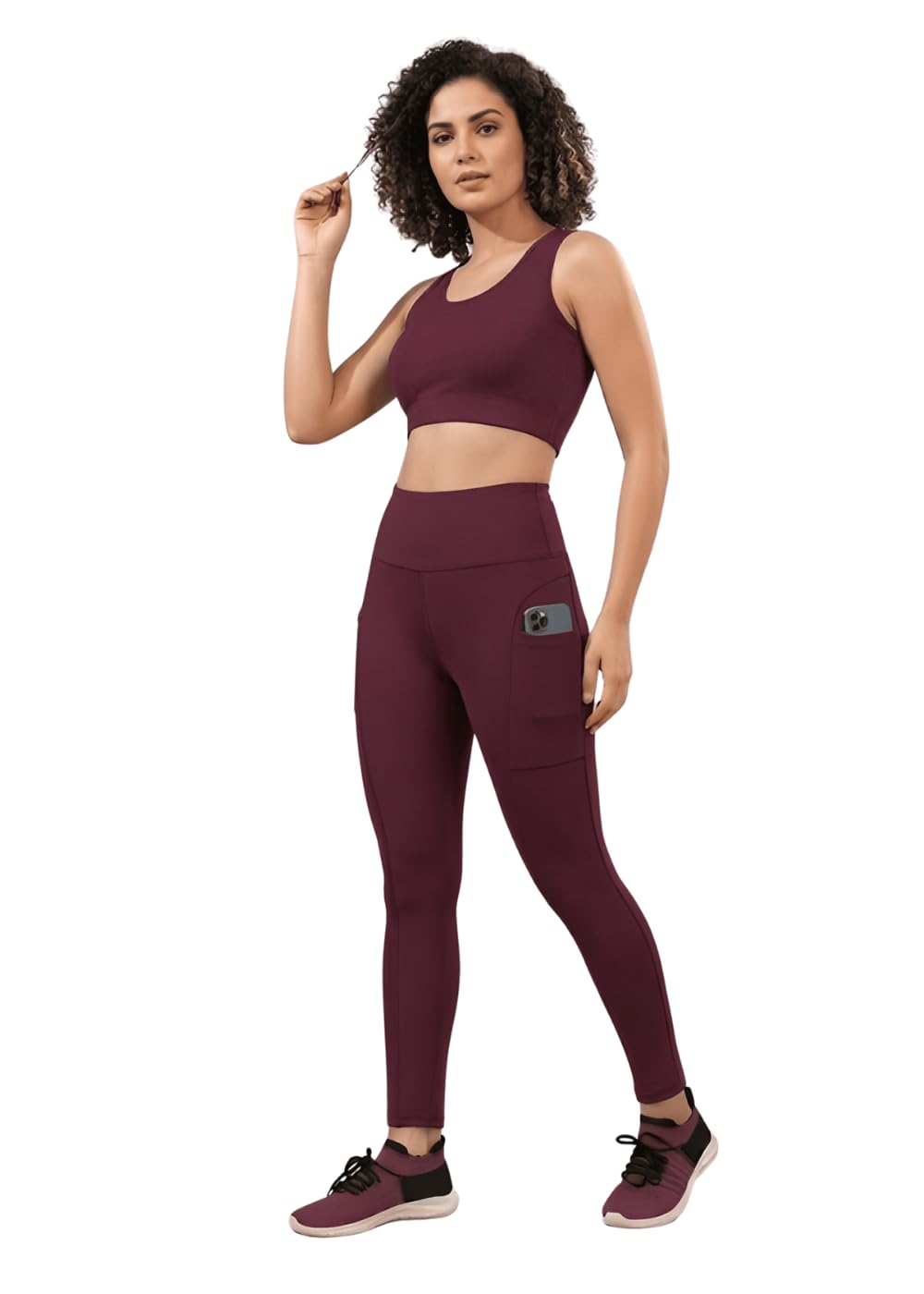 kashikay creation Women's Sports Bra & High Waist Yoga Leggings Set with Side Pocket | Seamless Workout Co-Ord Set | Stretchable Gym Wear for Running, Fitness & Activewear-picture-30