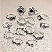 Hithop 15pcs Vintage Women Mid Ring Set Flower Crown Rhinestone Joint Knuckle Nail Ring Set