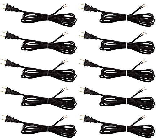 Creative Hobbies Black Lamp Cord - 12 Foot Long, SPT-1 18 Gauge, UL Listed Power Cord for Floor Lamp Repair or Replacement | 10 Pack