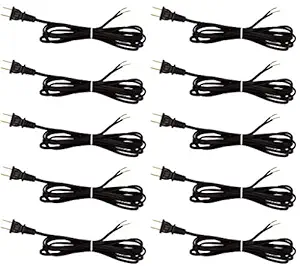 Creative Hobbies Black Lamp Cord, 8 Foot Long, Replacement Lamp Cord Lamp Repair Part, 18/2 SPT-1 Wire, UL Listed (10)
